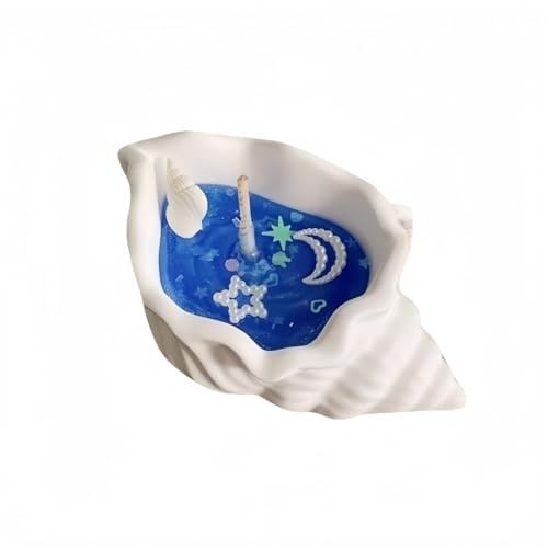 Shell Candles,Conch Shaped Aromatherapy Candle in Sky Blue,Ocean-Inspired Soy Candles in Reusable Seashell Holders,Blue & White Coastal Bathroom Decor & Beach House Gifts(Sky Blue#)