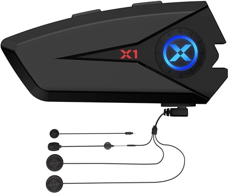 NYTALK X1 Auriculares Casco Moto Bluetooth con Música, 60h de Tiempo, IP67