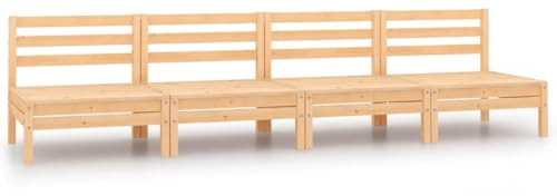 WRJENFSC Divano Centrale da Giardino 4 Pezzi, Legno Massello di Pino Set Divano da Giardino Modulare per Outdoor Lounge Divano da Terrazzo Parte Centrale in Legno Naturale 63,5 x 63,5 x 62,5 cm