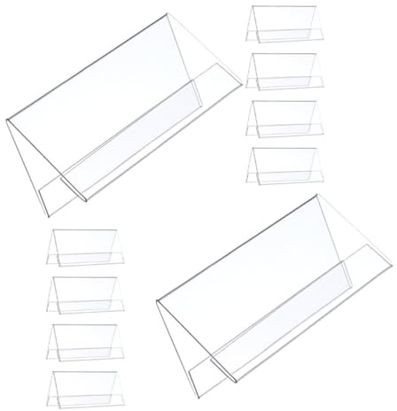 WRITWAA 10 Pezzi Porta Segnaposto da Tavolo per Ufficio in Pet Trasparente Design Doppia Faccia per Organizzare e Visualizzare Chiaramente Posti a Sedere Durante Riunioni e Conferenze,