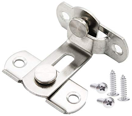 Barn Door Lock, Flip Door Sliding Latch, 90 Degree Stainless Steel Angle Door Latch Buckle, Hook Lock Latch for Barn, Garden, Bathroom, Outdoor, Garage, Window