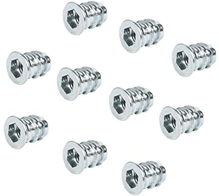 Gedotec Einschraubmutter Metall Gewinde-Einsatz befestigen Einpressmutter Befestigung | M4 x 10 mm | Einschraub-Muffen mit Abdeckrand | Stahl verzinkt | Innensechskant | 100 Stück - Gewindemuffen Holz