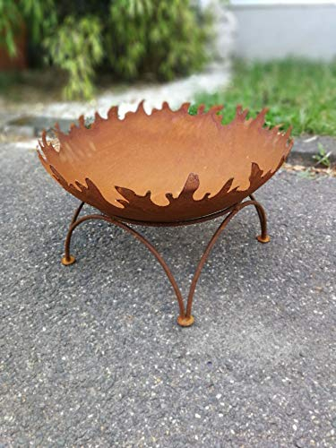 Zen Man Recipiente para hoguera de jardín con soporte para plantas (metal oxidado, 50 cm, 1 mm, 12,5 cm)
