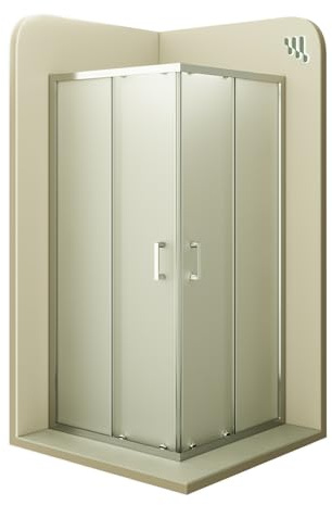 Moments of Glass - Mampara de Ducha Diana 85x85x190cm | REVERSIBLE | Puerta corredera, Ajuste 82,5-84,5 x 82,5-84,5cm | Perfiles Cromados, cristal de seguridad ESG Satinado de 6mm