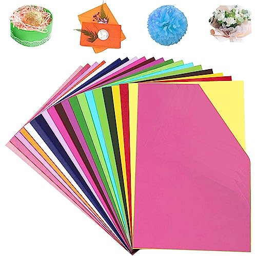 200 Stück Seidenpapier, 20 FarbenTransparentpapier Bunt, Pergamentpapier, A4 Tissue Paper, Für Kreieren von Pompoms, Papierblumen, Tischdeko, Dass in Geschenktüten