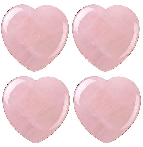 Cristallo Rosa a Forma di Cuore Cristallo di Quarzo Rosa Cuore Amore Guarigione Cuore Reiki Bilanciamento Strumento di Massaggio Viso Semiprezioso Decorazione Della Casa Pietra Preziosa(4 Pcs*3CM )