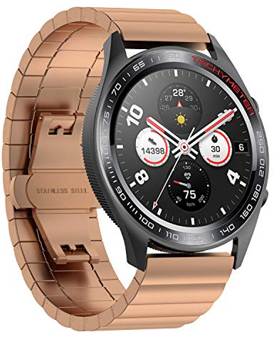 Yikamosi Kompatibel mit Honor Watch GS 3i Armband für Frauen und Männer,Schnellverschluss Edelstahl Metall Ersatzarmband Wristband Uhrenarmbänder für Honor Watch GS 3i/Watch GS 3,Roségold