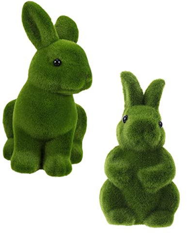 Cabilock 2 Pièces Mini-Lapin Figurine De Lapin De Pâques Accessoires Photo Décor De Maison Statue De Lapin De Pâques Lapin d'herbe De Gazon Mini Décor Fausse Mousse Bibelots en Tissu Animal