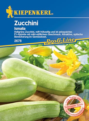 Kiepenkerl Profi-Line Zucchinisamen Ismalia F1 - Hochwertige Gemüsesamen, Widerstandsfähige F1-Hybride, Mild-süßlicher Geschmack, Ideal für Gemüsegarten und Gemüsebeet