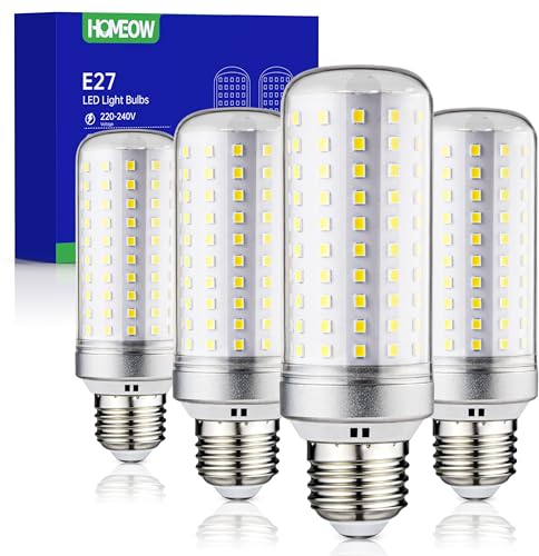 HOMEOW E27 LED Kaltweiss 6000K, Extra Hell 25W 2500LM Glühbirne, Ersetzt 200W Leuchtmittel, Maiskolben LED E27 Energiespar Lampe, Nicht Dimmbar, AC 220-240V, 4er Set