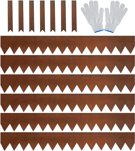 JonesHouseDeco Paquete de 6 Bordes Galvanizados para Césped, 1 m x 20 cm, Revestimiento de Polvo de Bronce, Acero para Paisaje, Divisor de Camino de Patio