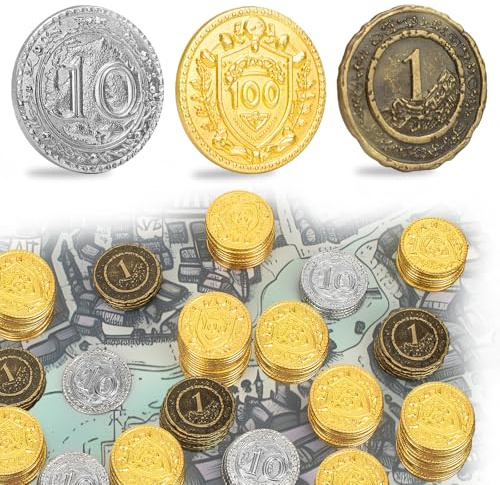 Byhoo 30PCS Metallmünzen DND Münzen, 1,2 Gold Silber Kupfer Token mit Face Wert für Brettspiel und Tabletop RPG, Fantasy Metall Münzen für Piraten-Spiel Party Cosplay