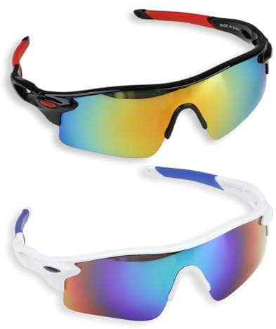 teasteam 2 Pack Kids Sunglasses for Boys Girls, UV 400 Teens Childrens Sunglasses, Fashionable Sports Glasses Ski Goggles for Cycling Running Baseball Golf - Lightweight Protection Eyewear