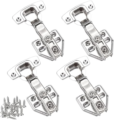 4 Stück Scharniere für Schranktüren Soft-Close 35 mm Eckanschlag 110°, Höhe-Distanz 1,5 mm mit Soft-Close Topfscharnier mit integriertem Dämpfer, Schranktüren, Küchenschränke, Möbel