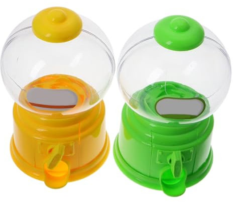 Milisten Mini Candy Dispenser Machine for Kids Portable Vintage Gumball Catcher Storage Box Cute Plastic Sweet Dispenser for Classroom and Desk Yellow Green