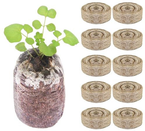 Generico Pastiglie Di Torba,10 Pezzi Pastiglie Semina Torba Compressa per Piantine - Blocco Terriccio Coltivazione con Nutrienti Accessori Giardinaggio per Orto Fiori