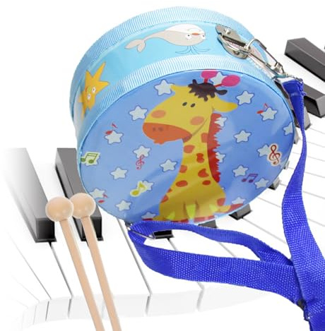 WOUYTPE Kindertrommel Aus Holz, Kinderschlagzeug, Musikinstrumente für Kinder ab 1 Jahr, Geeignet für Weihnachten, Halloween, Geburtstagsgeschenke für Kinder, Stimulieren Die Kreativität