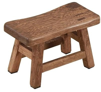 LIFTATAPA Solid Wood Step Stool, Rustic Small Wooden Stool for Adults, Kids and Toddlers, Mini Bench Plant Stand Fishing Stool for High Beds, Kitchen, Bathroom, Closet, Sink