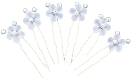 Gogogmee 6piezas Horquillas de Perla en Forma U con Perlas y Flores Accesorios el Cabello de Niñas Bodas y Uso como Adorno de Pelo de Novia