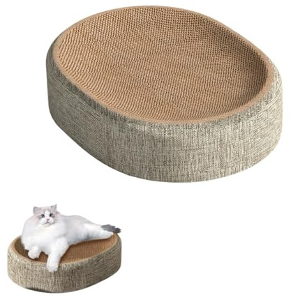 Griffoir pour Chat, Ovale Lit à Gratter Chat en Sisal avec Base Antidérapante, Planche à Gratter pour Chats d'Intérieur, Protège-Meubles Contre Les Griffures de Chats
