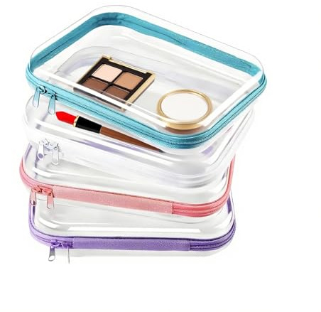 4 Pochettes rigides à Fermeture éclair – Étui Rigide Transparent à Fermeture éclair | Sac à étanche à doublefermeture éclairr pour Jeux de société | Conteneurs cosmétiques de Toilette 4 pièces,