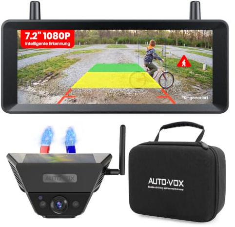 AUTO-VOX 7.2 Solar Wireless Backup Camera, 1-Min Easy Magnetic Install