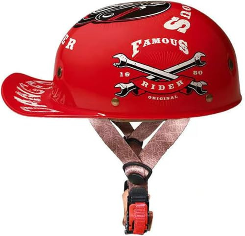 Casque De Moto Rétro Certifié Dot, Style Casquette De Baseball pour Adultes, Casque D'été De Style Allemand, Casque De Moto Ouvert Personnalisé, Demi-Coque, pour Hommes, 11, XXL(63-64CM)
