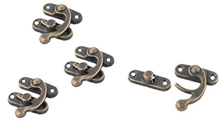 sourcing map 4 Ensembles Loquet Fermoir de Boîte Verrou Serrure Fermeture Vintage Rétro pour Cabinet Boîte à Bijoux Valise Ton Bronze