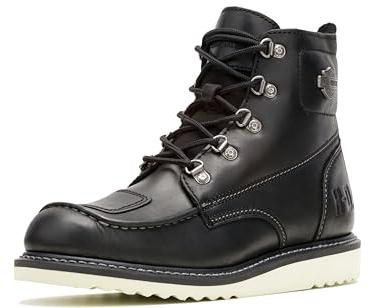 Harley-Davidson Men's Hagerman Leather Motorcycle Wedge Boot, Black, 10
