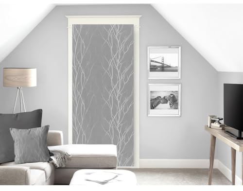 Soleil d'ocre, Liane Tenda trasparente portafinestra Dévoré, poliestere, grigio, 90x200 cm