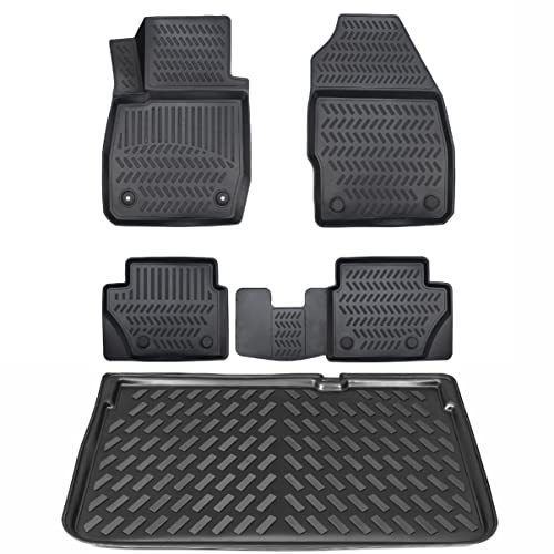 ELMASLINE 3D Tappetini Gomma e Vasca Baule per Ford Fiesta dal 2018 in poi | Tappetini Auto | Vasca per il bagagliaio | Accessori auto