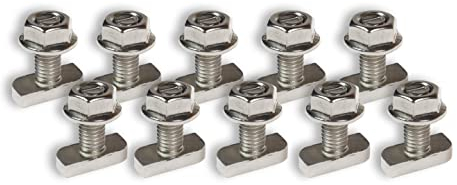 10 viti a testa martello, M8 x 20 mm, con dado di bloccaggio in acciaio inox A2-50