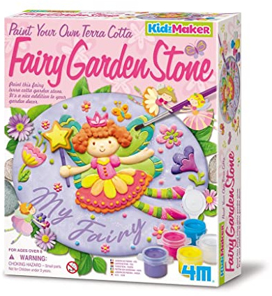 4M Paint Your Own Terracotta Fairy Garden Stone Kit | Painting Craft Set with Paints & Brush | Personalised Garden Decor & Ornament Art Activity for Children Aged 8+ | Creative Gift Idea for Kids