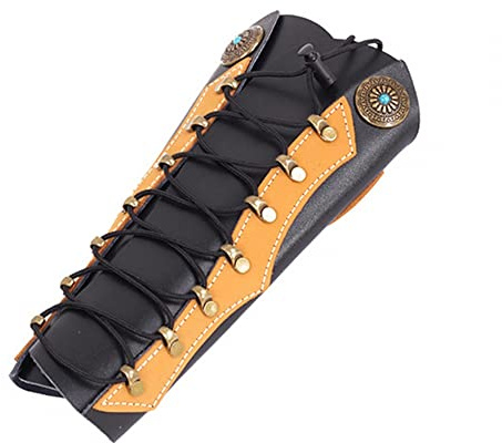 DONGKER Protège-Bras de Tir a l'arc,Protège-Avant-Bras,Bracelet en Cuir Réglable,Brassards D'armure Médiévale pour Tir de Chasse