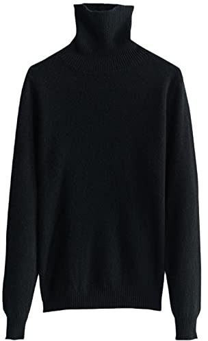Ruereuu Suéter de punto de cachemira con cuello alto pullover top para mujer, Negro, XL