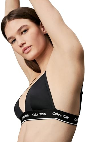 Calvin Klein Damen Bikini Oberteil Triangel Triangle-Rp Logobund, Schwarz (Pvh Black), L