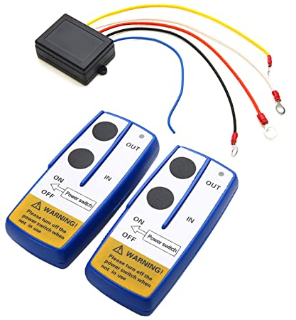 Shkalacar - Mando a distancia inalámbrico de 12 V, 2 piezas, kit de mando a distancia de cabrestante de consola inalámbrica hasta 50 pies para Jeep ATV SUV