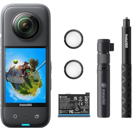 Insta360 X3 Creator-Kit - wasserdichte 360°-Actionkamera mit 1/2-Sensor, 5,7K 360°, 72MP 360°-Fotos, Stabilisierung, 2,29-Touchscreen, Vibrationsfeedback, KI-Bearbeitung, Live-Streaming