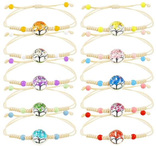 Augesak 10 Pezzi Braccialetti Amicizia Bambini, Bracciale Amicizia Bambina, Bracciale Albero della Vita, Braccialetti Intrecciati Regolabili per Festa Compleanno Regalo Gioielli Ragazza