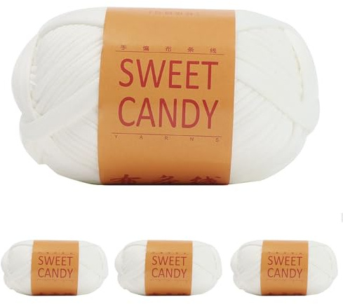 Yixinly 400 g virka väskband, garn för väskor virka virkgarn virkning, väskband virkad tråd för väska, korg, filt, heminredning 4 x 100 g (vit)