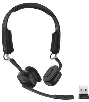 SHOKZ OpenMeet UC Bone Conduction Headset with USB-A adapter, Open-Ear Bluetooth Headphones with Noise Cancelling Mic, Wireless Earphones for Work, Call, Meeting, Bluetooth 5.4, 15Hrs Battery Life