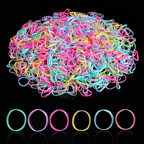1000 elastici colorati in gomma morbida naturale per tinture a mano, casa dei capelli, penne, acconciature da matrimonio, catapulte, banconote, carta bancaria, forniture per ufficio (22 mm)