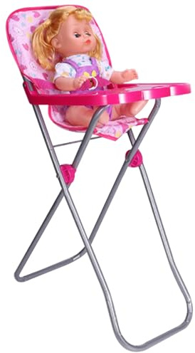 Pesoncarl Accessori per Bambole da 18 Pollici, seggiolone da Bambola per Bambini con Simulazione del Vassoio in Miniatura Bambola Regolabile mobili per Bambole Pieghevoli per Gioco, Nessuna Bambola