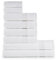 nottoc Handtücher Set Weiß 8-TLG / 2 Badetücher 70x140 + 4 Handtücher 50x90 + 2 Gästehandtücher 30x50 - Handtuch mit Aufhänger 100% Baumwolle Saugfähige Weiche Luxus Duschhandtücher - Weiss