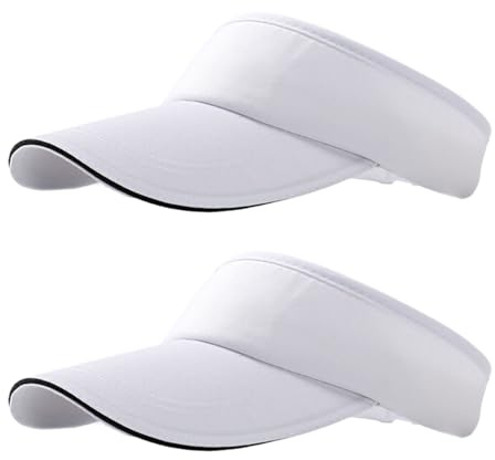 NHTJTHE 2 cappelli per visiera, traspiranti e assorbenti il sudore, con visiera parasole, unisex, regolabili, alla moda, da uomo e da donna (1 nero + 1 bianco), bianco, M