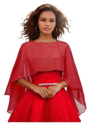 IKFGTJRE Coprispalle Chiffon Bolero Mantelle da sposa in chiffon, donna