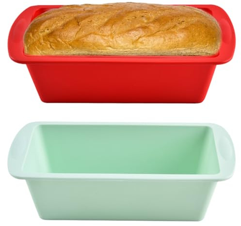 HUZNA 2 Pièces Moule a Cake,Moule Gateau Patisserie Petit,Moules à Pain en Silicone,19x9x6cm Antiadhésif Moules Rectangulaire,pour Gâteaux,Accessoires Air Fryer,Ustensiles à Pâtisserie