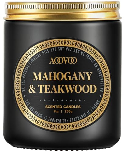 AOOVOO Scented Candles for Men - Mahogany Teakwood Scent, Women Men Gift