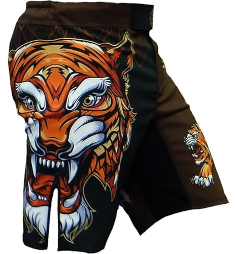 Hardcore Training Fight Shorts Män Boxning MMA Combat BJJ Grappling Fitness Muay Thai Kickboxning No Gi Kickboxing (DE/NL/SE/PL, Alfa, L, Regelbunden, Regelbunden, Svart Brun)