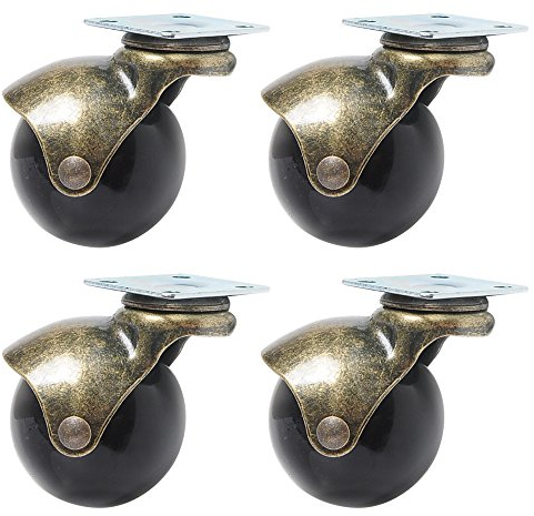 Caters Rotelle girevoli girevoli a sfera girevoli a 360 gradi Piastra superiore ruota Ruote con cappuccio per mobili, confezione da 4 (ruota girevole, 1,5 pollici (40 mm))